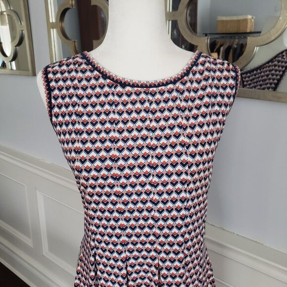 Max Studio XL Sleeveless Geometric Print Fit & Flare Stretchy Dress Pink Blue - Picture 13 of 13